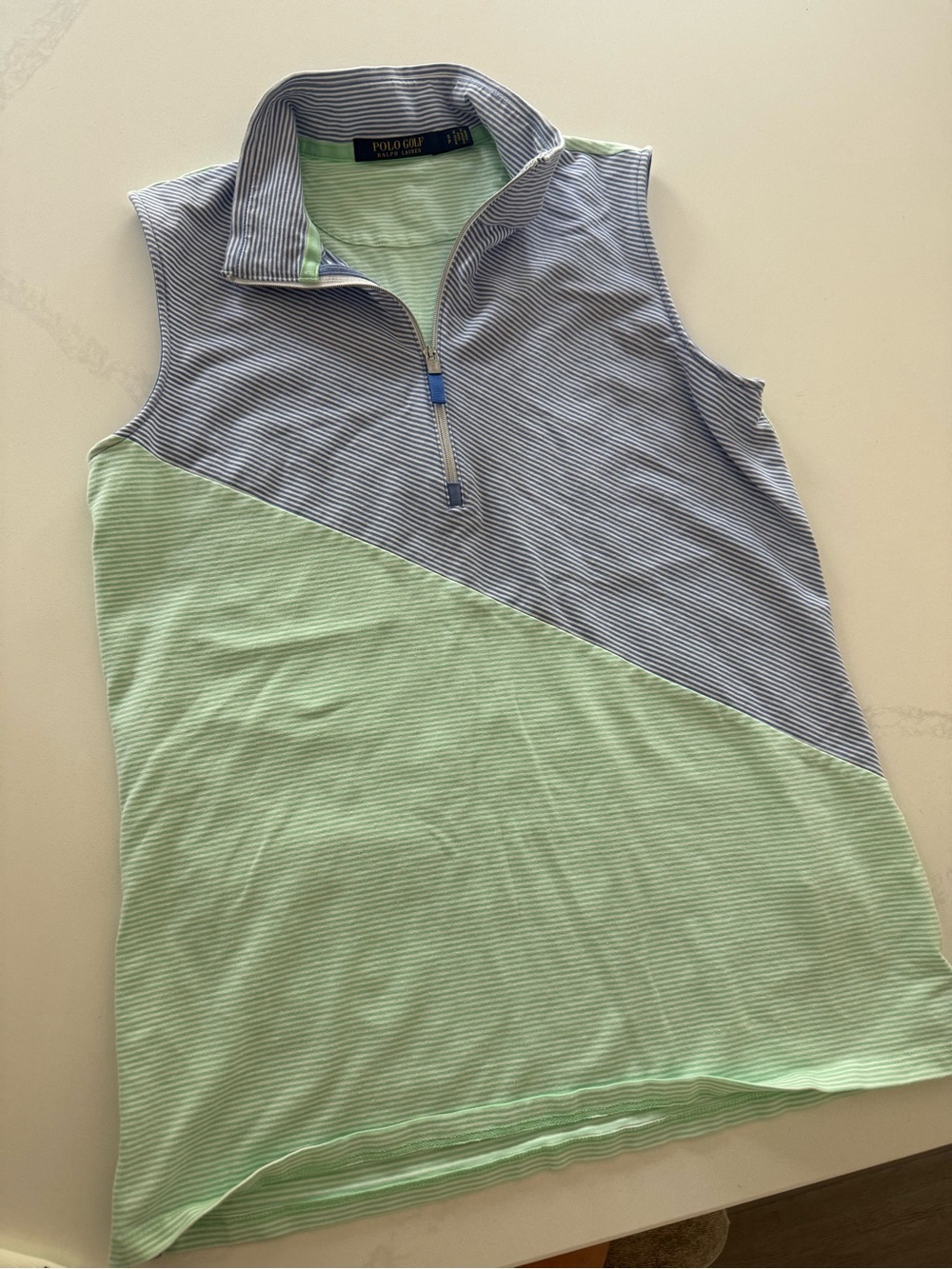 Polo Golf Striped Sleeveless Quarter Zip top